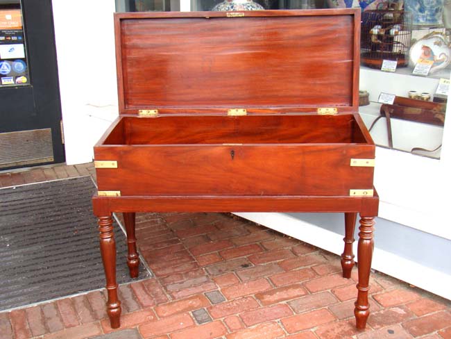 A fabulous 19th century mahogany British Campaign Chest on stand circa 1840 — image 2